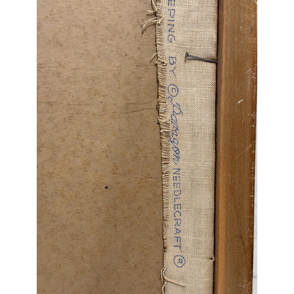 Antique Victorian Sampler "The Old Rocking Chair", Cross Corner Tramp Art Frame - Picture 11 of 13